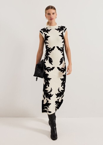 Phase Eight Beth Jacqaurd Dress Black/White Canada | NJIEAU-950